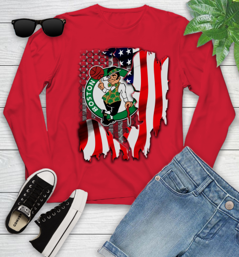 Boston Celtics NBA Basketball American Flag Youth Long Sleeve 11