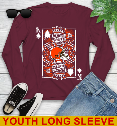 Cleveland Browns NFL Football The King Of Spades Death Cards Shirt Youth Long Sleeve 6