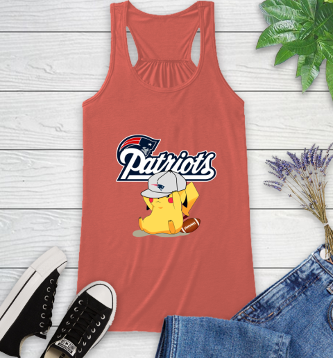 NFL Pikachu Football Sports New England Patriots Racerback Tank 4