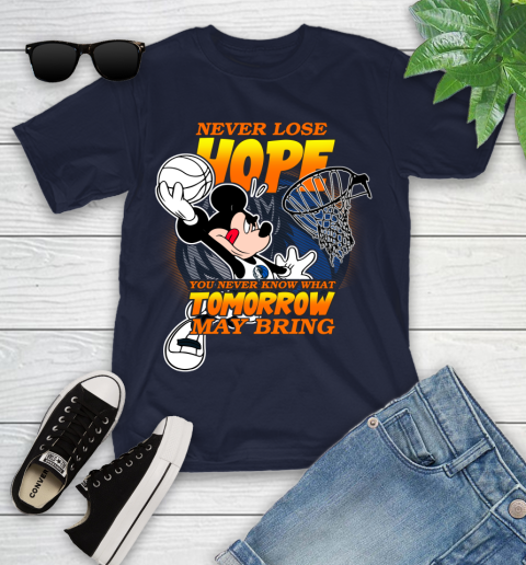 Dallas Mavericks NBA Basketball Mickey Disney Never Lose Hope Youth T-Shirt 2