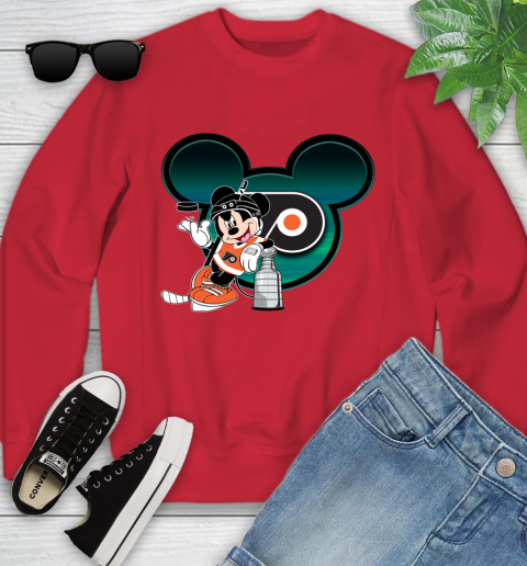 NHL Philadelphia Flyers Stanley Cup Mickey Mouse Disney Hockey T Shirt Youth Sweatshirt 9