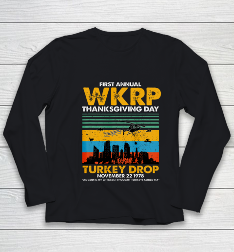 Wkrp Turkey Drop Shirt Turkey Drop T Shirt Turkey Drop Retro Youth Long Sleeve