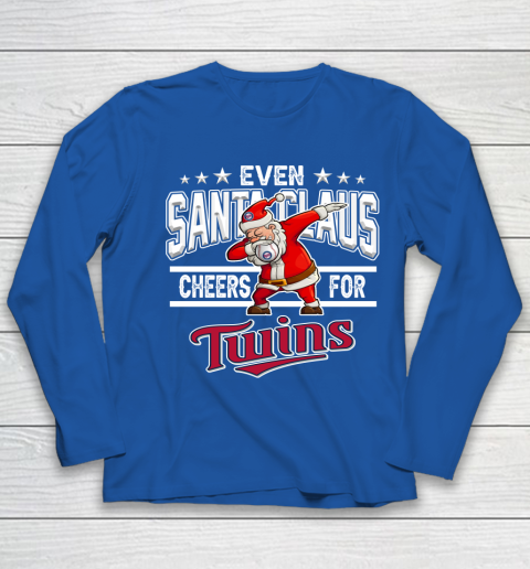 Minnesota Twins Even Santa Claus Cheers For Christmas MLB Youth Long Sleeve 7
