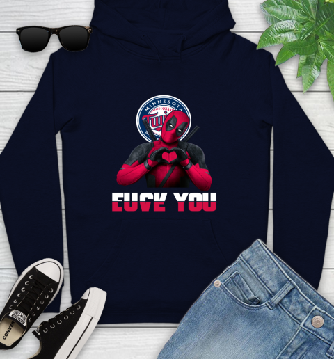 MLB Minnesota Twins Deadpool Love You Fuck You Baseball Sports Youth Hoodie 3