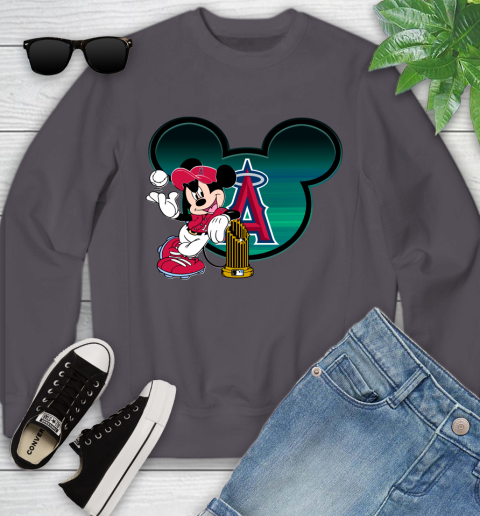 MLB Los Angeles Angels The Commissioner's Trophy Mickey Mouse Disney Youth Sweatshirt 6