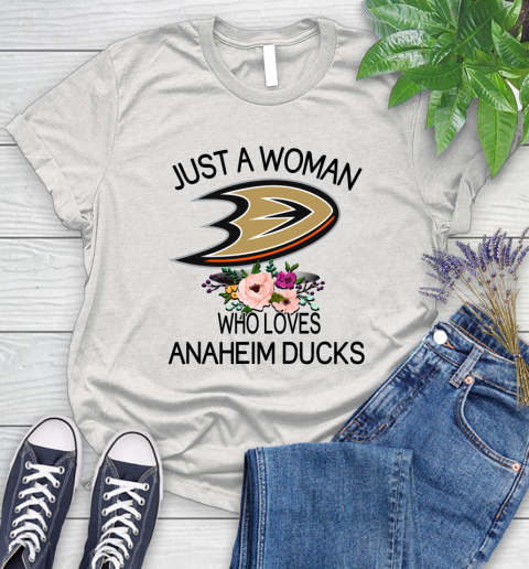 NHL Just A Woman Who Loves Anaheim Ducks Hockey Sports Women's T-Shirt