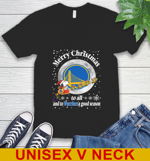 Golden State Warriors Merry Christmas To All And To Warriors A Good Season NBA Basketball Sports V-Neck T-Shirt