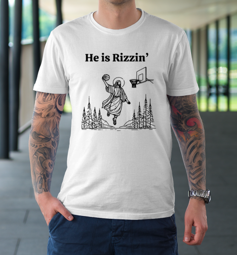 He Is Risen Shirt Funny Easter Jesus Playing Basketball T-Shirt