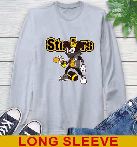 Pittsburgh Steelers NFL Football Mickey Peace Sign Sports Long Sleeve T-Shirt 6