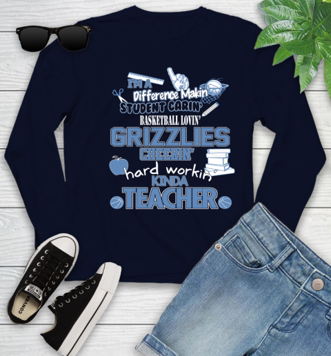 Memphis Grizzlies NBA I'm A Difference Making Student Caring Basketball Loving Kinda Teacher Youth Long Sleeve 2
