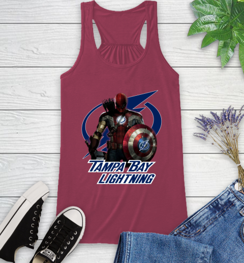 NHL Captain America Thor Spider Man Hawkeye Avengers Endgame Hockey Tampa Bay Lightning Racerback Tank 8