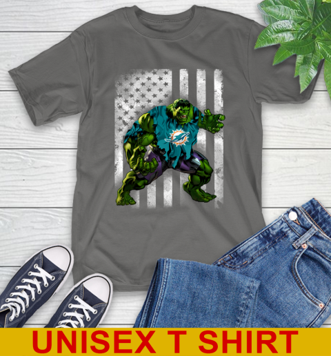 Miami Dolphins Hulk Marvel Avengers NFL Football American Flag T-Shirt 10