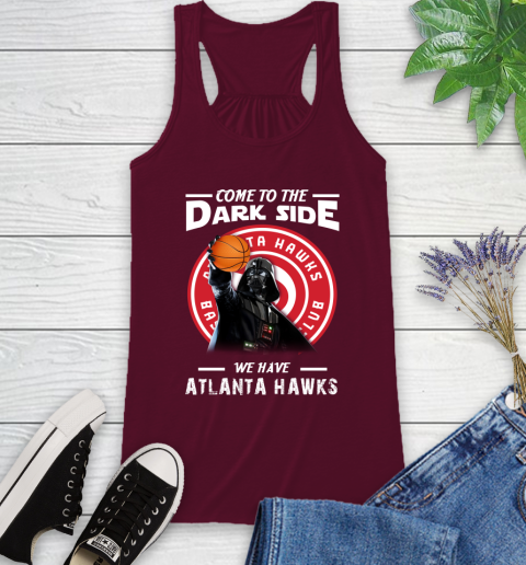 NBA Come To The Dark Side We Have Atlanta Hawks Star Wars Darth Vader Basketball Racerback Tank 2