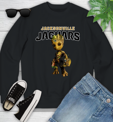 Jacksonville Jaguars NFL Football Groot Marvel Guardians Of The Galaxy Youth Sweatshirt 2