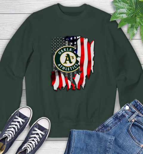 Oakland Athletics MLB Baseball American Flag Sweatshirt 12