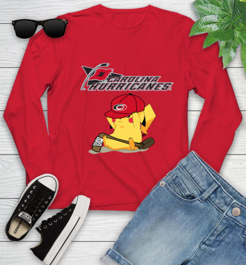 NHL Pikachu Hockey Sports Carolina Hurricanes Youth Long Sleeve 11