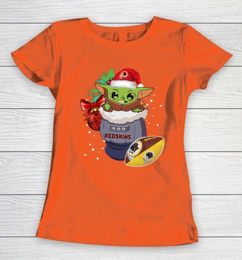 Washington Redskins Christmas Baby Yoda Star Wars Funny Happy NFL Women's T-Shirt 5