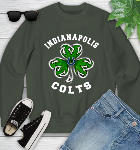 NFL Indianapolis Colts Three Leaf Clover St Patrick's Day Football Sports Youth Sweatshirt 9