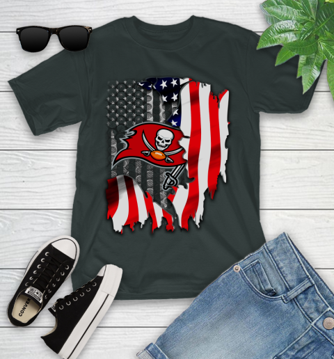 Tampa Bay Buccaneers NFL Football American Flag Youth T-Shirt 6