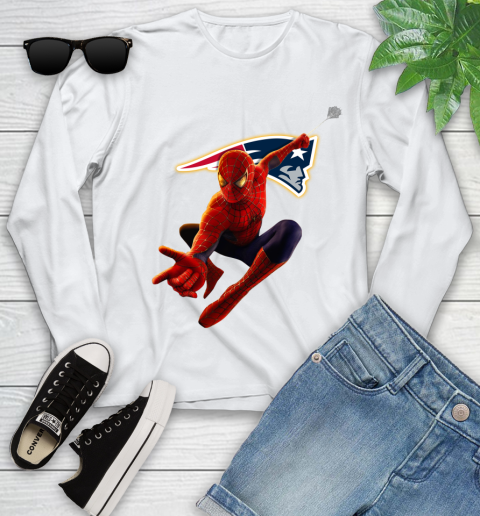 NFL Spider Man Avengers Endgame Football New England Patriots Youth Long Sleeve