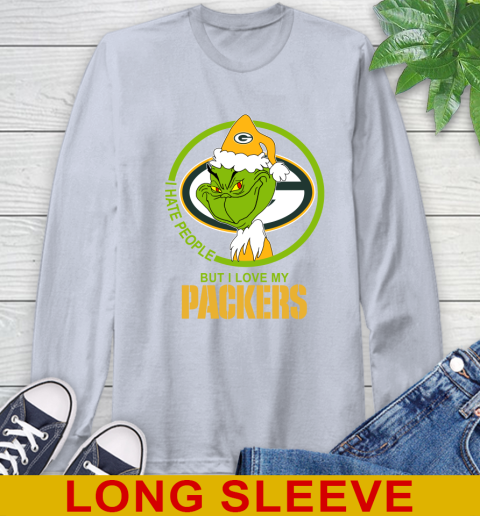 Green Bay Packers NFL Christmas Grinch I Hate People But I Love My Favorite Football Team Long Sleeve T-Shirt 6