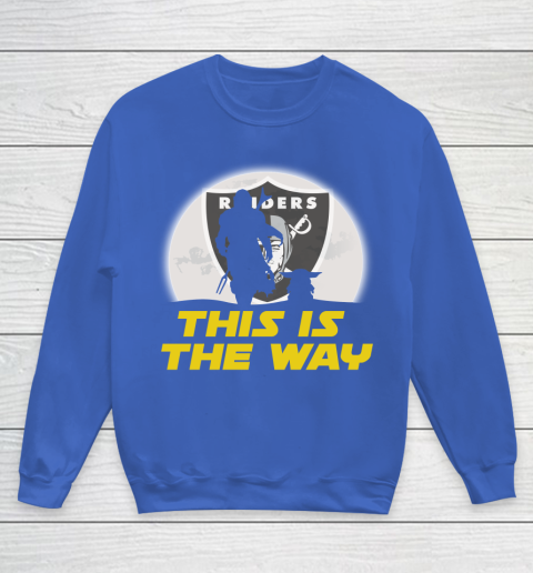 Oakland Raiders NFL Football Star Wars Yoda And Mandalorian This Is The Way Youth Sweatshirt 6