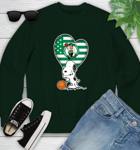 Boston Celtics NBA Basketball The Peanuts Movie Adorable Snoopy Youth Sweatshirt 10
