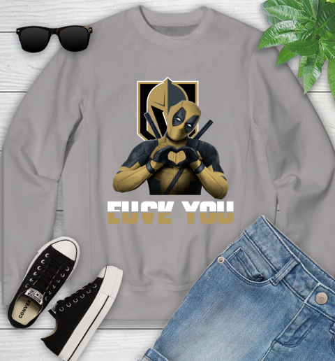 NHL Vegas Golden Knights Deadpool Love You Fuck You Hockey Sports Youth Sweatshirt 3