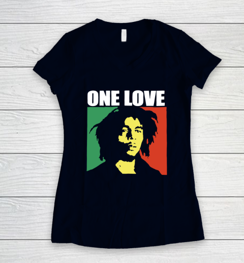 One Love Bob Marley Women's V-Neck T-Shirt 2