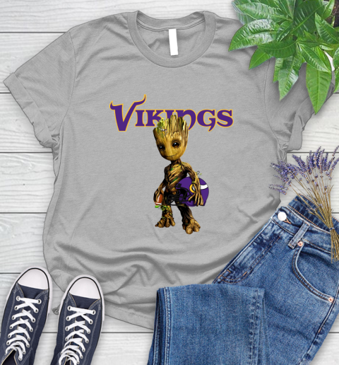 Minnesota Vikings NFL Football Groot Marvel Guardians Of The Galaxy Women's T-Shirt 5
