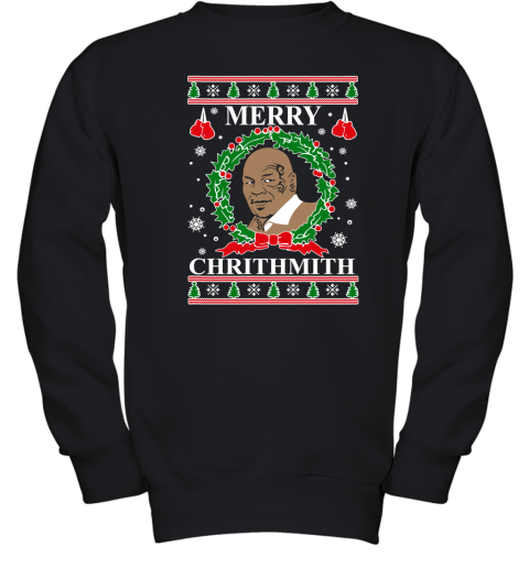Merry Chrithmith Ugly Christmas Slouchy Off Shoulder Oversized Youth Sweatshirt