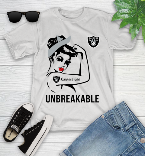 NFL Oakland Raiders Girl Unbreakable Football Sports Youth T-Shirt