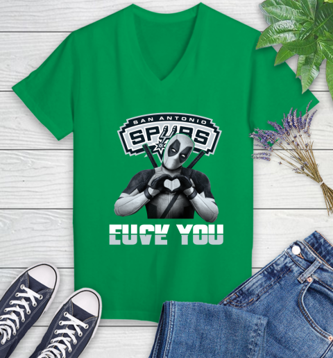 NBA San Antonio Spurs Deadpool Love You Fuck You Basketball Sports Women's V-Neck T-Shirt 5