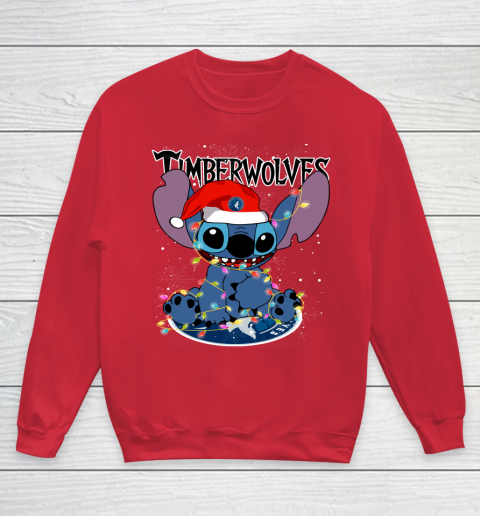 Minnesota Timberwolves NBA noel stitch Basketball Christmas Youth Sweatshirt 4