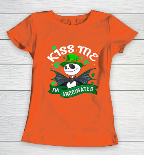 Kiss Me I'm Vaccinated Patrick's Day Jack Skellington Women's T-Shirt 3