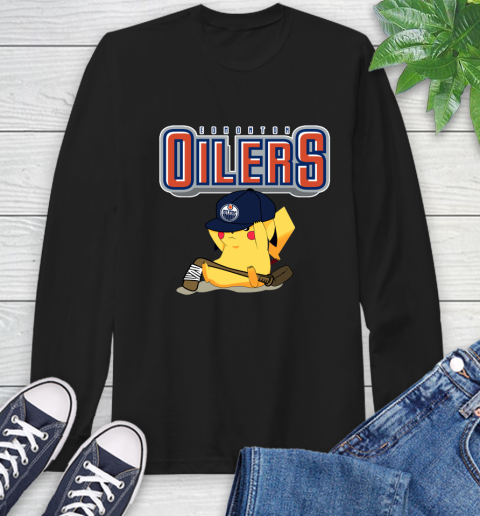 NHL Pikachu Hockey Sports Edmonton Oilers Long Sleeve T-Shirt 2