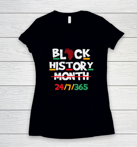 Black Heritage Black History Month 24 7 Proud Women's V-Neck T-Shirt