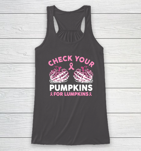 Check Your Pumpkins Breast Cancer Awareness Halloween Racerback Tank 6