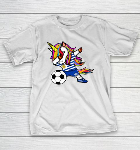 Dabbing Unicorn Uruguay Football Uruguayan Flag Soccer T-Shirt
