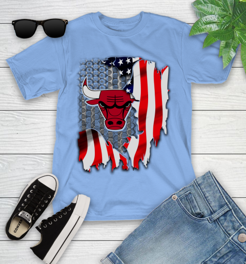 Chicago Bulls NBA Basketball American Flag Youth T-Shirt 15