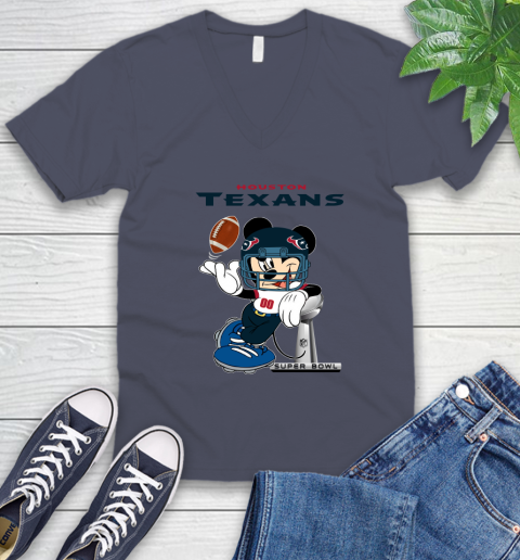 NFL Houston Texans Mickey Mouse Disney Super Bowl Football T Shirt V-Neck T-Shirt 9
