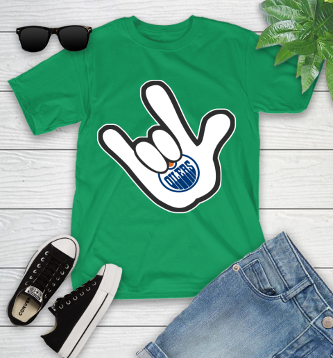 Edmonton Oilers NHL Hockey Mickey Rock Hand Disney Youth T-Shirt 6