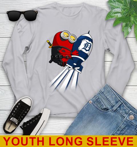 MLB Baseball Detroit Tigers Deadpool Minion Marvel Shirt Youth Long Sleeve 5