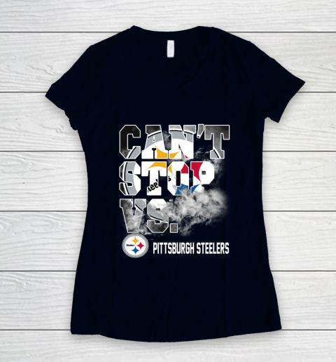 NFL Pittsburgh Steelers Can't Stop Vs Women's V-Neck T-Shirt 2