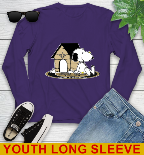 NFL Football New Orleans Saints Snoopy The Peanuts Movie Shirt Youth Long Sleeve 5