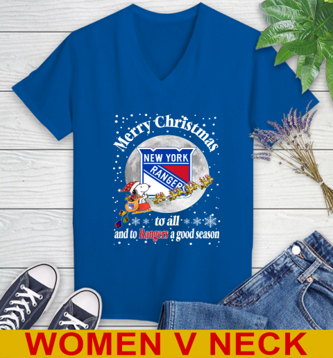 New York Rangers Merry Christmas To All And To Rangers A Good Season NHL Hockey Sports Women's V-Neck T-Shirt 9