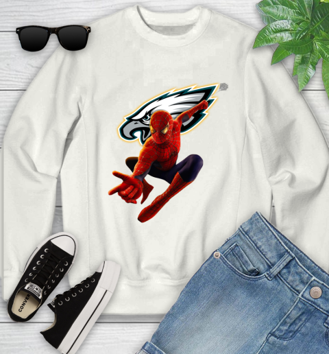 NFL Spider Man Avengers Endgame Football Philadelphia Eagles Youth Sweatshirt