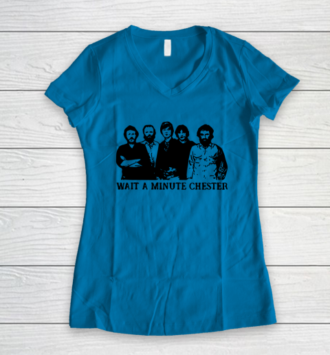 Wait A Minute Chester April Wine Women's V-Neck T-Shirt 4