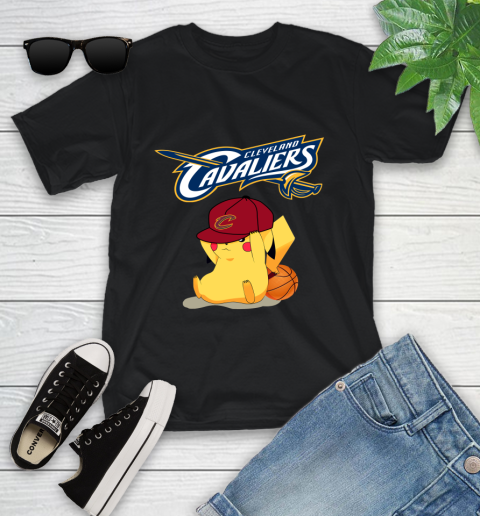 NBA Pikachu Basketball Sports Cleveland Cavaliers Youth T-Shirt 2