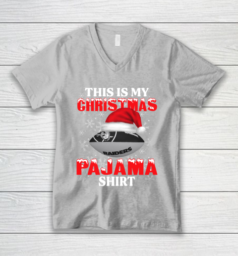 Oakland Raiders This Is My Christmas Pajama Shirt NFL V-Neck T-Shirt 3